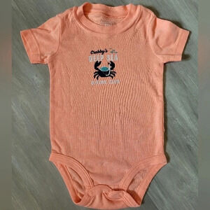 Carters Orange‎ Short Sleeve Crab Onesie Size 12M